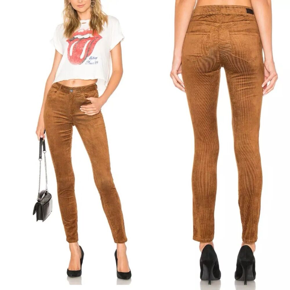 Paige Hoxton Ultra Skinny Corduroy Light Chestnut High Rise Pants Size 25
